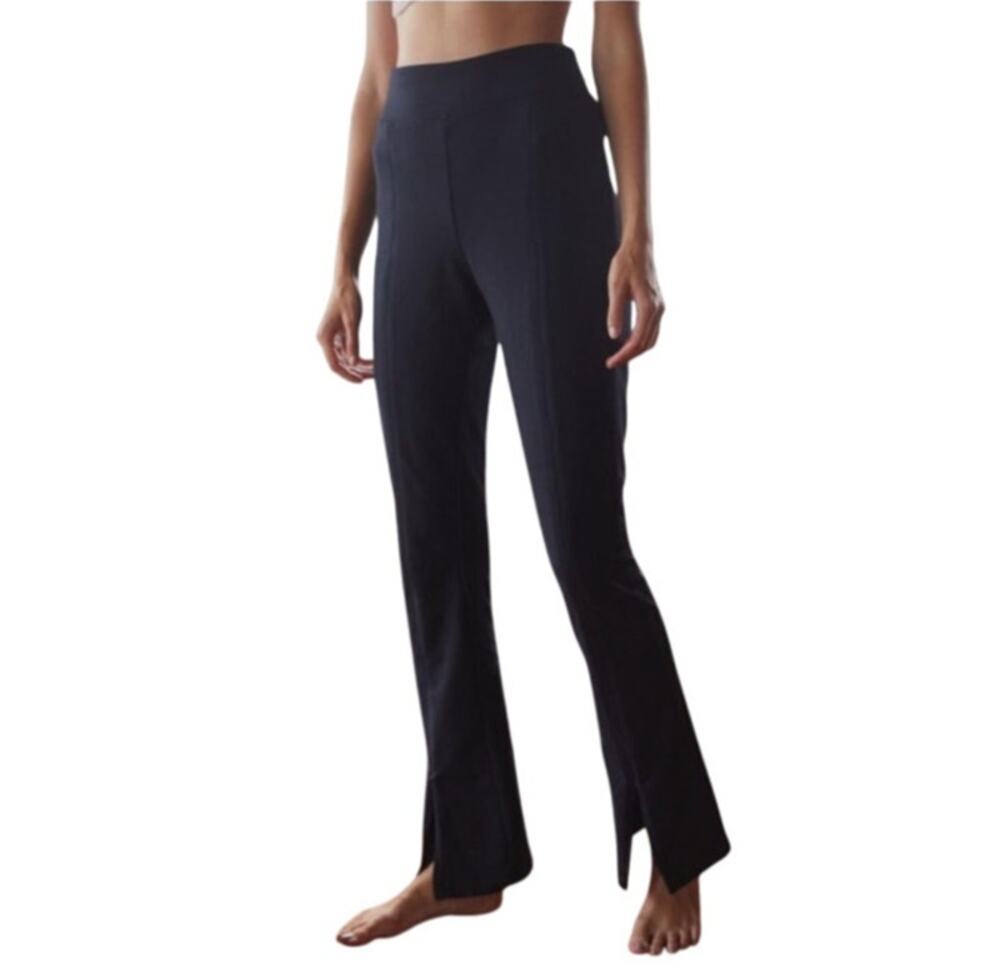 Anthropologie Daily Practice Zip Front Flared Leggings Pull On Pant Black Large
